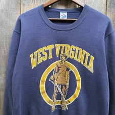 Vintage 1988 University of West Virginia Mountaineers Large Blue Sweatshirt 80s