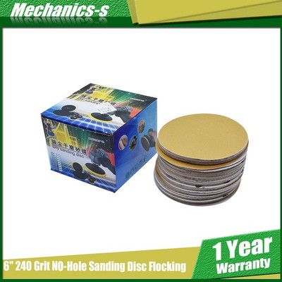 ALL-CARB 100 Pack 6'' Hook Loop Pads Sanding Disc Flocking Grit 240 NO-Hole Disc
