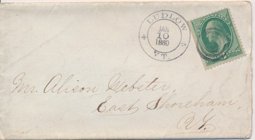 Black River Academy letterhead & cover Ludlow Vermont 1880 Fancy cancel