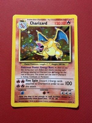 Charizard 4/102 Holo Rare Base Set Unlimited Pokemon Card Marked MK