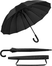 Premium Windproof Umbrella Classic J Stick Handle with Easy Grip - Auto Open, Ra