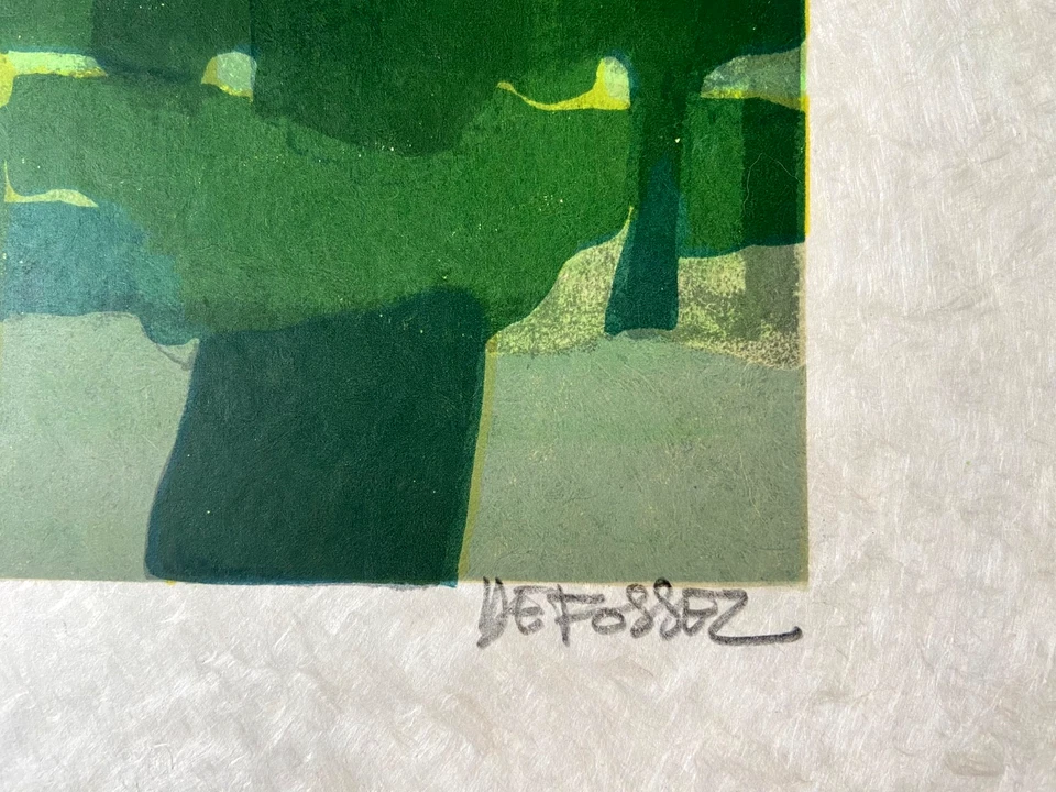 ALFRED DEFFOZES ORIGINAL LITHOGRAPH PRINT LANDSCAPE FRENCH CASTLE GREEN ABSTRACT - Image 2 of 4