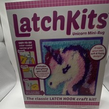 LatchKits Unicorn Mini-Rug Latch Hook Craft Kit w/ Hook, Yarn, Canvas  Guide