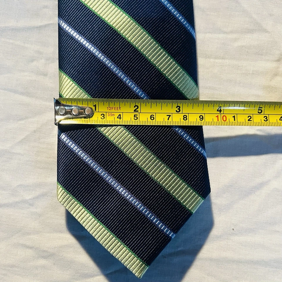MERONA - RAYAS AZULES Y VERDES - ¡CORBATA CUELLO 100% SEDA! Foto 2 de 3