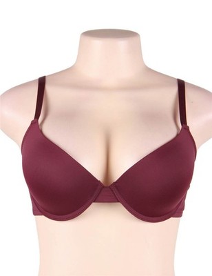 WOW BABE Wine Red Underwire Strappy Adjustable V Neck Floral Bra Top Size 40C