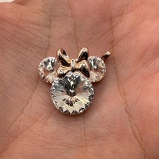 Disney Parks Minnie Mouse Ears Rose Gold Crystal Icon Pendant Jewelry