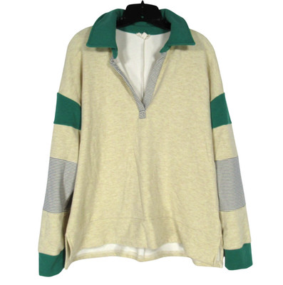 HEM & THREAD Soft BRUSHED JERSEY KNIT Oversized COLORBLOCK Sweatshirt/Top Sz L