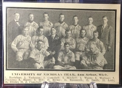 1910 Michigan Baseball Team. Likely Cutout From 1911 Spalding s Guide