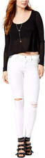 Hudson Women's Nico Mid Rise Ankle Skinny Jeans Size 30 White Denim Distressed