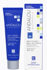 Andalou Naturals Deep Hydration Daily Shade + Blue Light Defense SPF30 Lotion.