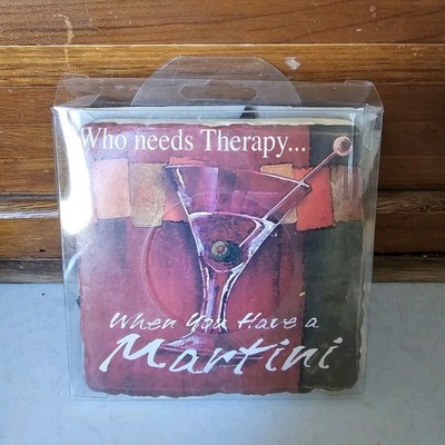Stonewitwords Stone Martini Coaster Plaque With Easel, Retro, SPC095