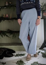 Womens Vintage 1940s 1950s Blue Chambray Side Button Pants 29X28