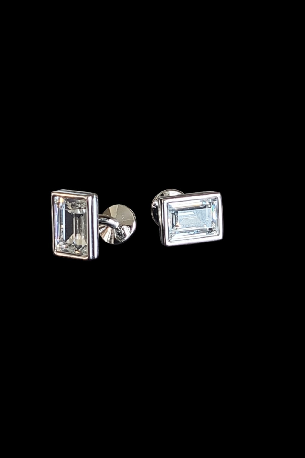 Men’s Modern Rectangular Crystal Cufflinks – Silv… - image 1
