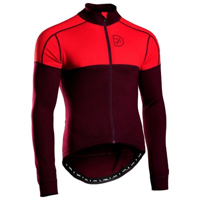 Rivelo Mens Lydford Merino Blend Long Sleeve Jersey (Burgundy/Red