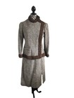 Vintage 1960s Tweed Women’s Skirt Suit Lamb’s Wool Collar And Details