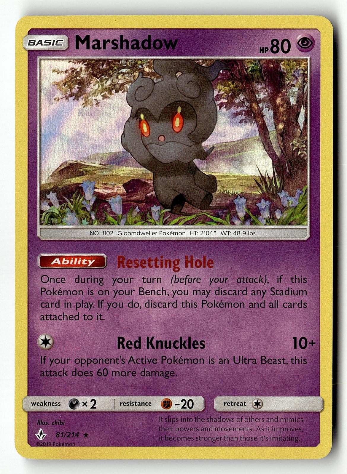 Marshadow 81/214 Holo Rare Unbroken Bonds Pokemon Holo Near Mint