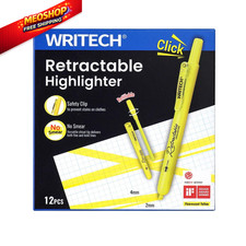 WRITECH Retractable Highlighters Chisel Tip: 1 Count Pack of 12 , Yellow