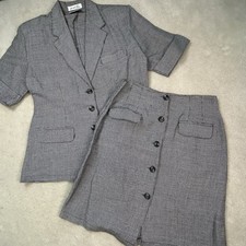 Jennifer Eden Vintage White Black Houndstooth Skirt Blazer Set 8/10