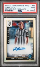 2022-23 TOPPS CHROME JUVENTUS BOWMAN CHROME PROSPECTS AUTOS KENAN YILDIZ PSA 9