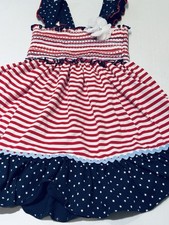 Good Lad Girls Size 4T Stripe Cotton Stretch Sundress Patriotic New