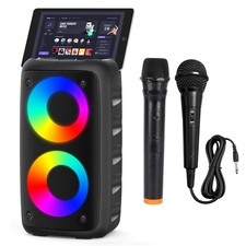 Bluetooth Speaker,Karaoke Speaker with 1 Wireless Microphone and 1 Wired Mic,...