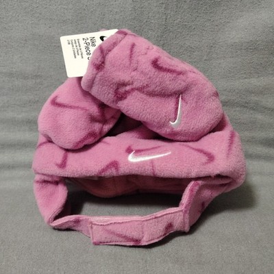 Nike Toddler Fleece Chin Strap Hat & Mittens 2 Piece Set Elemental Pink MSRP $28