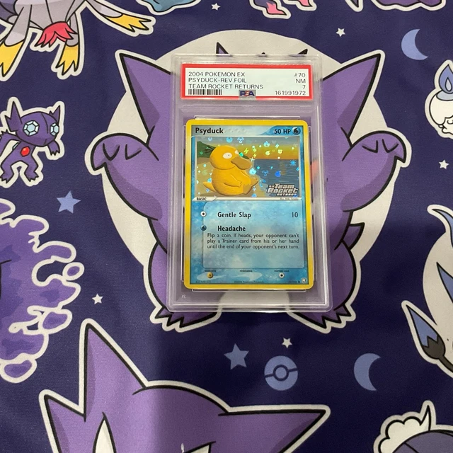 Pokemon 2004 EX Team Rocket Returns Stamped Psyduck Reverse Holo #70 PSA 7