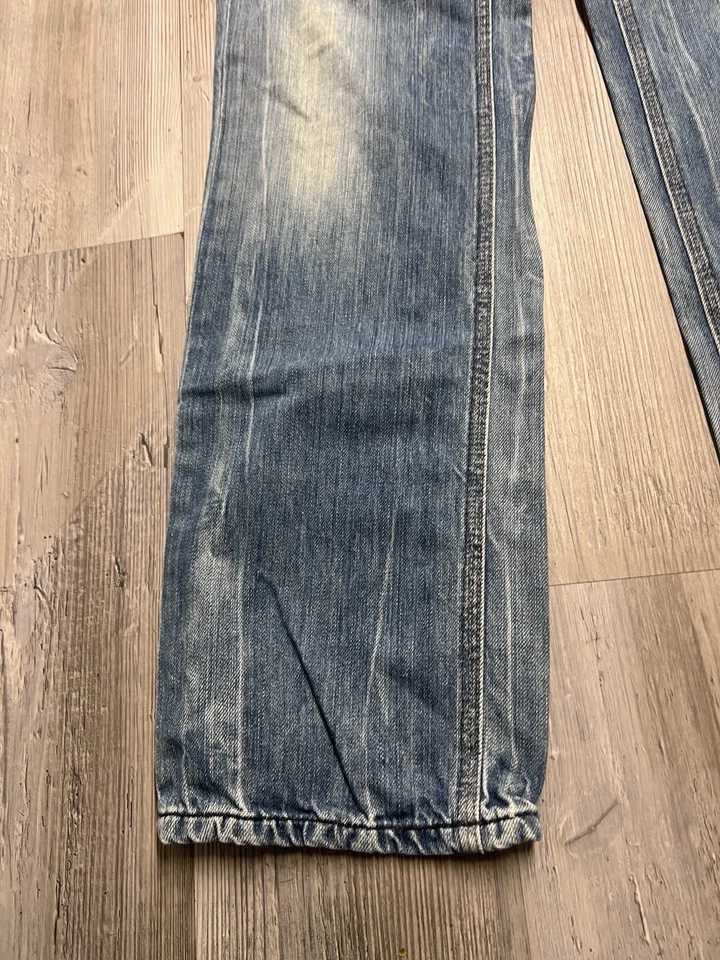 Vintage Blue Blood Low Rise Straight Leg Jeans Faded Distressed Adult Size 27x32 - Image 4 of 4