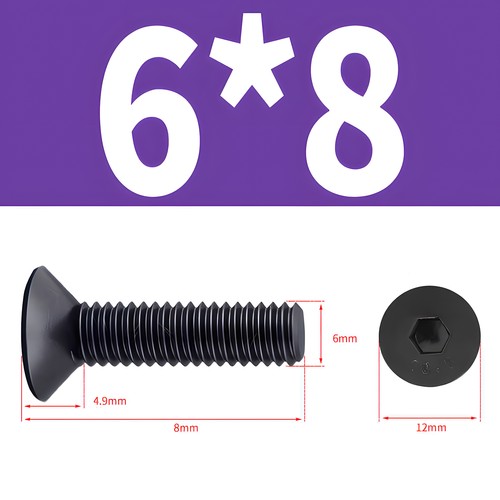 M6 COUNTERSUNK SCREWS ALLEN SOCKET BOLTS SELF COLOUR BLACK HIGH TENSILE 10.9 - Picture 4 of 18