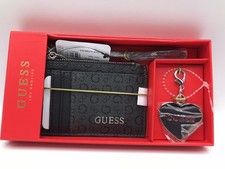 WOMEN'S GUESS BLACK COAL ULYSSA SLG SMALL CREDIT CARD HOLDER WITH KEYCHAIN