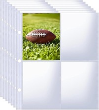 50PCS Card Sleeves Binder Sheets, 3 Holes Trading Pages Sleeves, 4 Clear