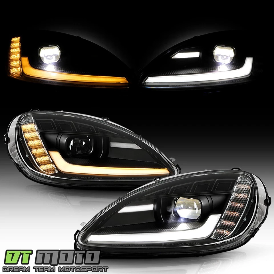 2005-2013 Chevy Corvette C6 Black Switchback Sequential LED Projector Headlights - Imagem 4 de 4
