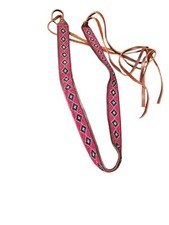 Southwestern Brown Leather Beaded Tie Belt Size M/L 77 in. USA Made