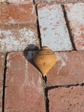 Vintage Wooden SPINNING TOP with Metal Tip Antique Wood Toy