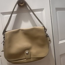Longchamp Shoulder Bag Beige Leather Vintage Made In France