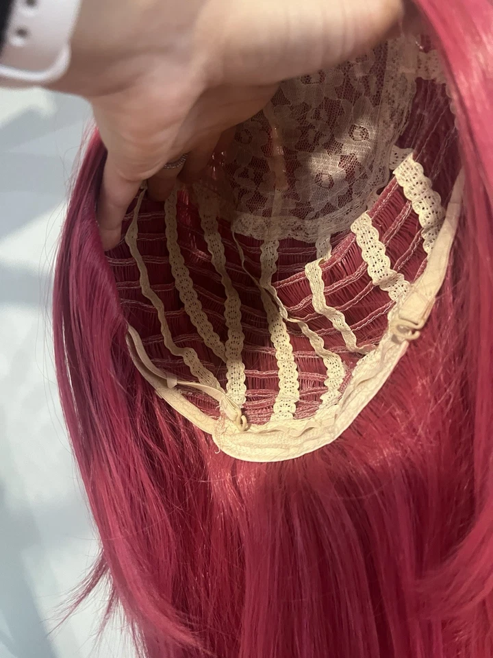 假发美人鱼长洋红色粉红色假发服装角色扮演  — 第 3/4 张图片