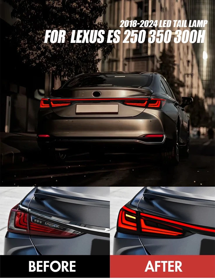 Pair Upgrade Rear Full LED Tail Lights For 2018-2024 Lexus ES250 ES350 ES300h Foto 2 de 4