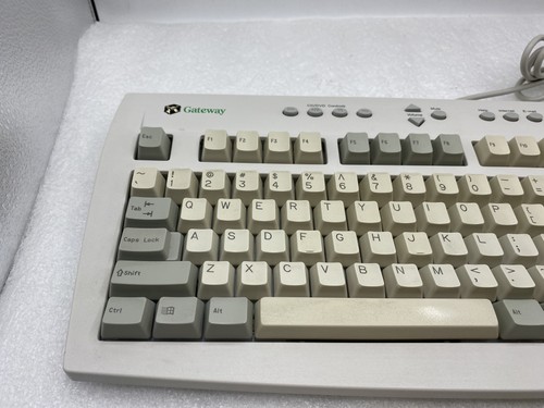 Vintage Gateway Wired PS/2 Computer Keyboard P/N: 7000985 Orange 6 Pin Connector - Picture 2 of 7