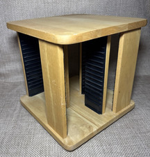 Vtg 72 CD Spinner Rack Wood Rotating Countertop Storage Music Holder Carousel