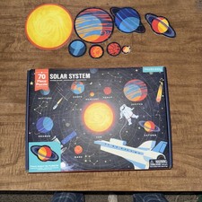 Solar System 70 Piece Jigsaw Puzzle. Planet-Shapes-Earth Missing, Pluto Damaged
