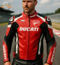 Giacca Pelle Ducati Racing | Ingranaggio Motociclista Rosso e Nero