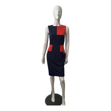 Unbranded Knee-Length Blue & Orange Sleeveless Pencil Dress Size Medium 