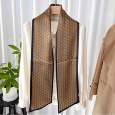 100 Silk Mulberry Neckerchief Scarf 150X16cm wrap totem Print Shape Bandana new