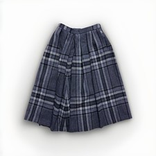 James Pringle Holm Mills Scotland Wool Skirt Blue Plaid Size 10 Long