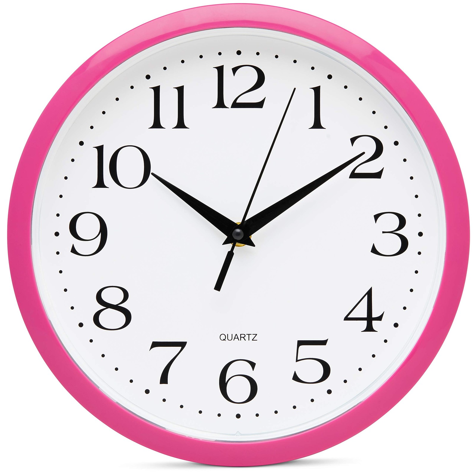 Pink Wall Clock 10 Inch Silent Non Ticking Battery Operated 
