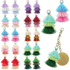 Dingion 100Pcs Tiny Tri Layered Keychain Tassels Mini Tassel Craft Jewelry Ma...