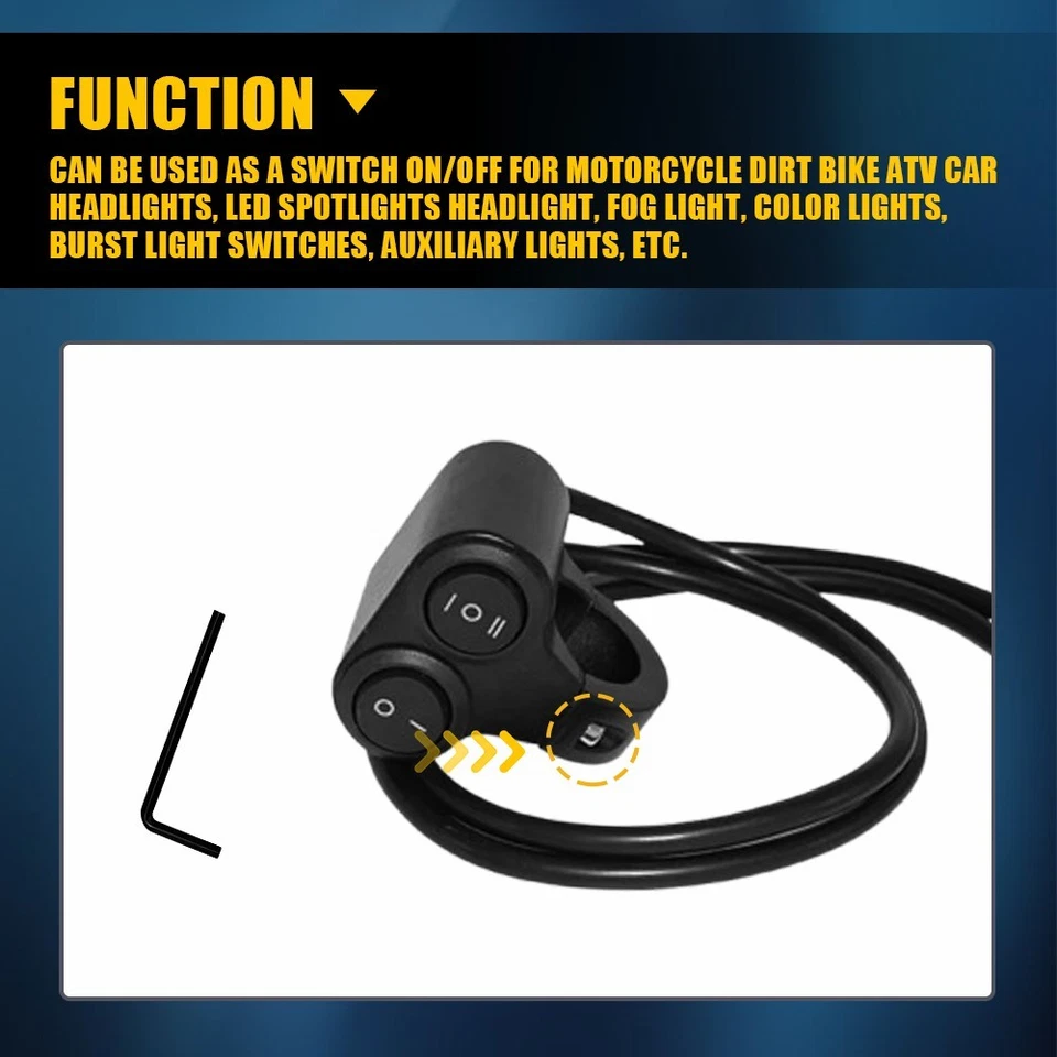 Handlebar 12V Dual Button Off On 22mm Switch 7/8" Motorcycle Motorbike ATV Refit - Image 4 of 4
