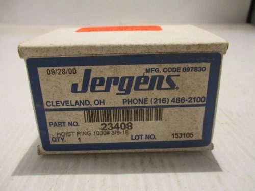 NEW JERGENS 23408 CENTER PULL HOIST LOAD RING 1000LBS 3/8"-16 THREADED