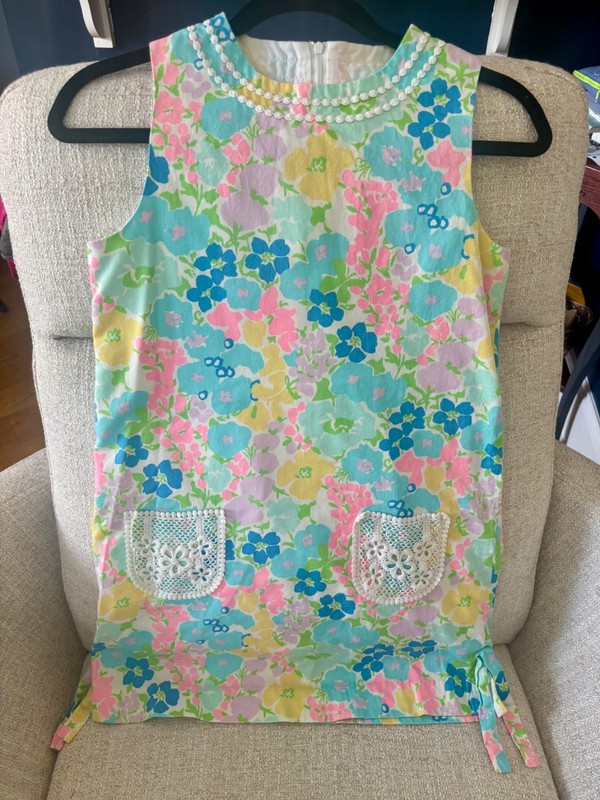 Girl's Size 14 Lilly Pulitzer Multicolor Floral Dress with Lace Pockets