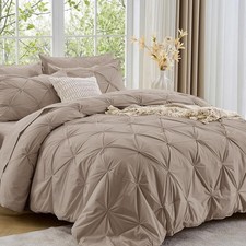 King Size Comforter Set, 7-Piece Bed in a Bag, Pintuck Bedding Set for All